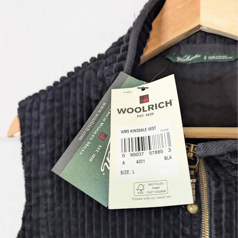 NWT Woolrich Kinsdale 100% cotton corduroy zip front vest